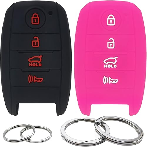 GFDesign Funda de silicona para llavero de 4 botones, protector sin llave compatible con Kia K3 K5 Cerato Forte Optima Rio Rio5 Sorento SY5JFFGE04