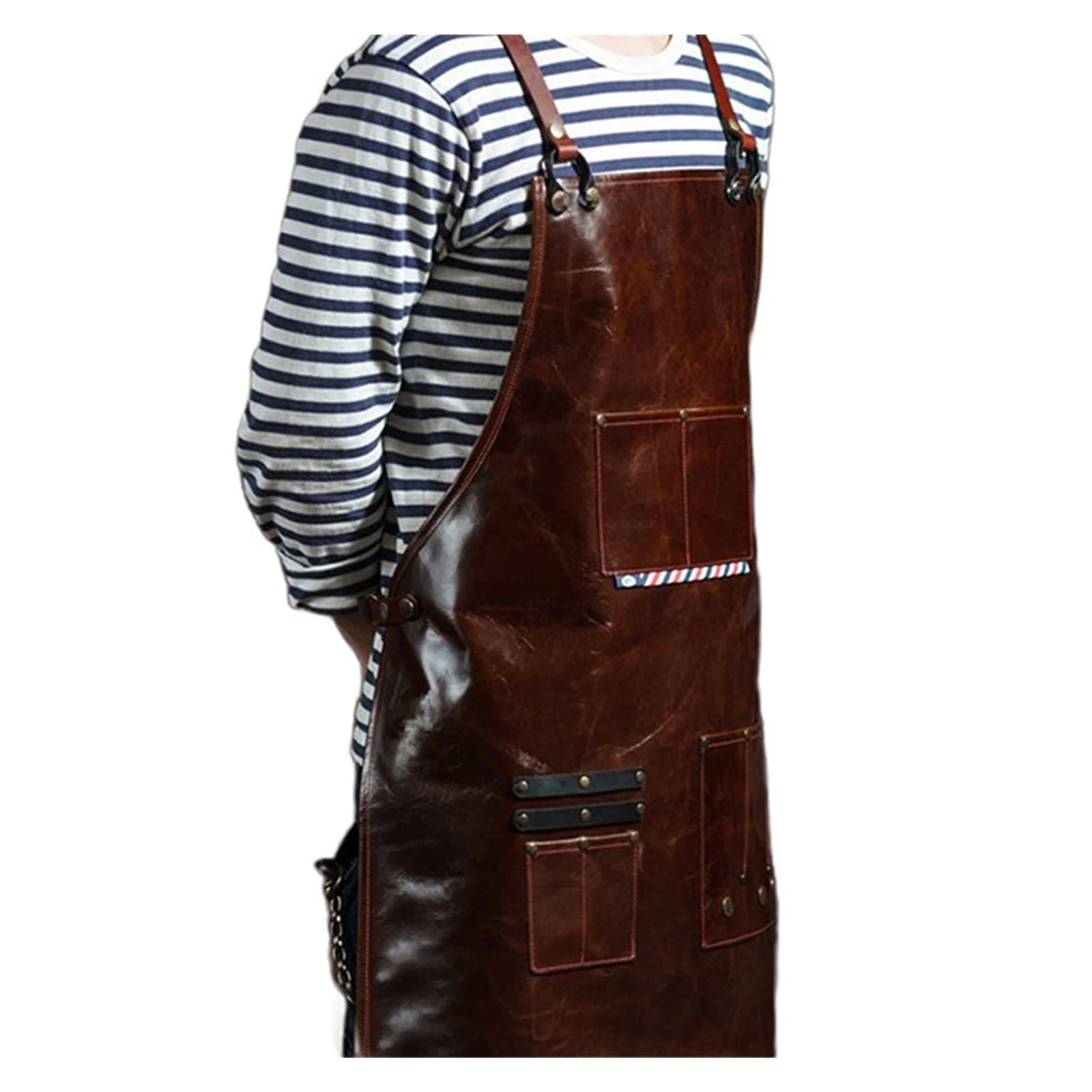 delantal cocina Delantal de trabajo cuero for hombre con múltiples bolsillos, delantal herramientas for peluquero, cafetería, Chef, correas ajustables, resistente al agua