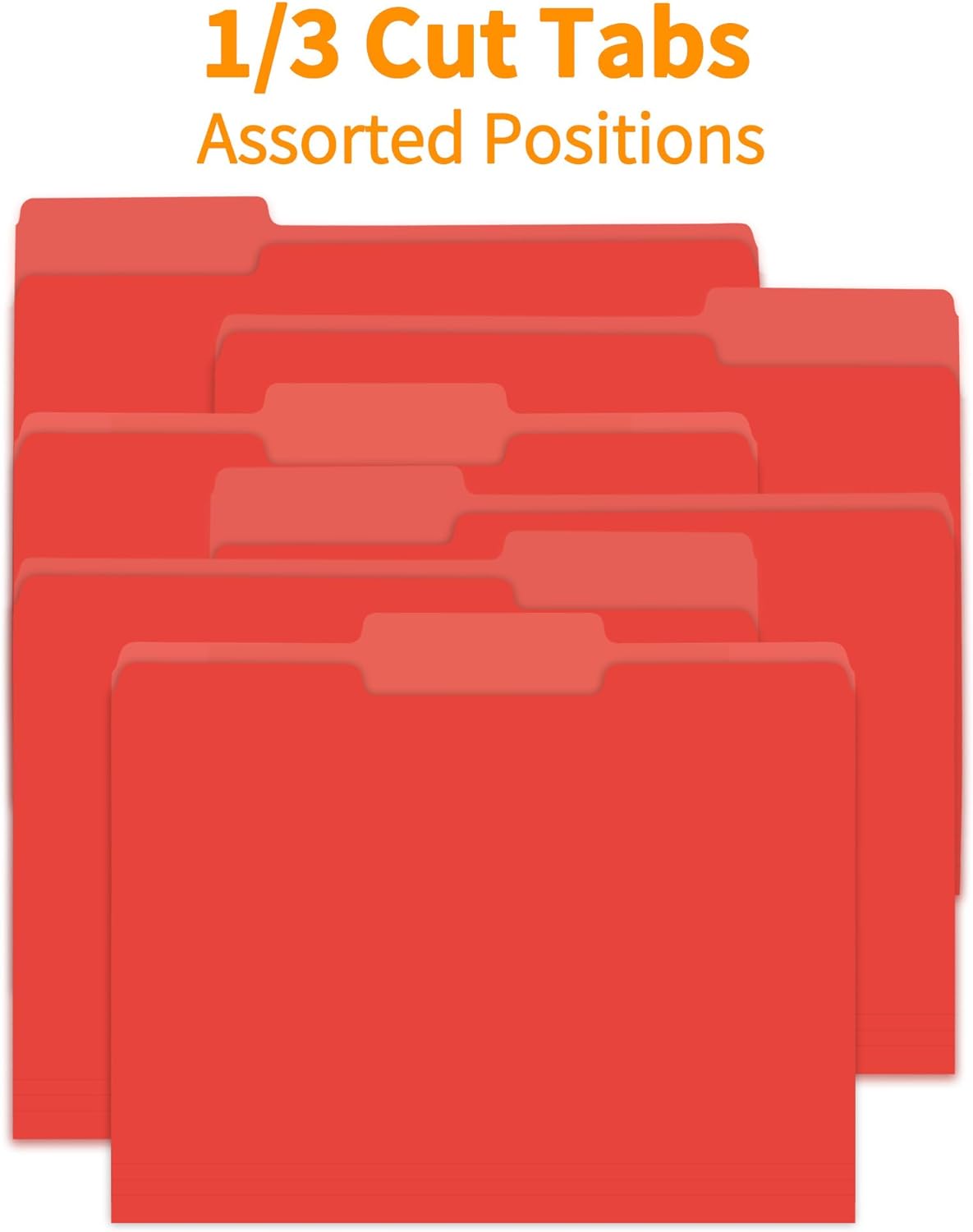VZCPYTPM 100 Pack Red File Folder,1/3-Cut Tabs,Paper File Folders Letter Size,8.5x11 Manilla File Folders for Office Filing,School Projects and Home,Organizer Documents