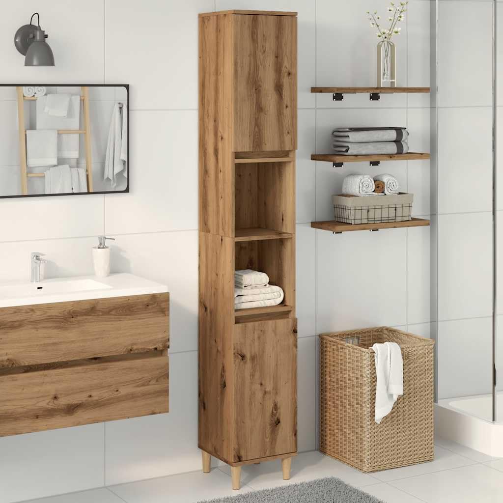 vidaXL Armario de baño Madera contrachapada Roble Artisan 30x30x190 cm