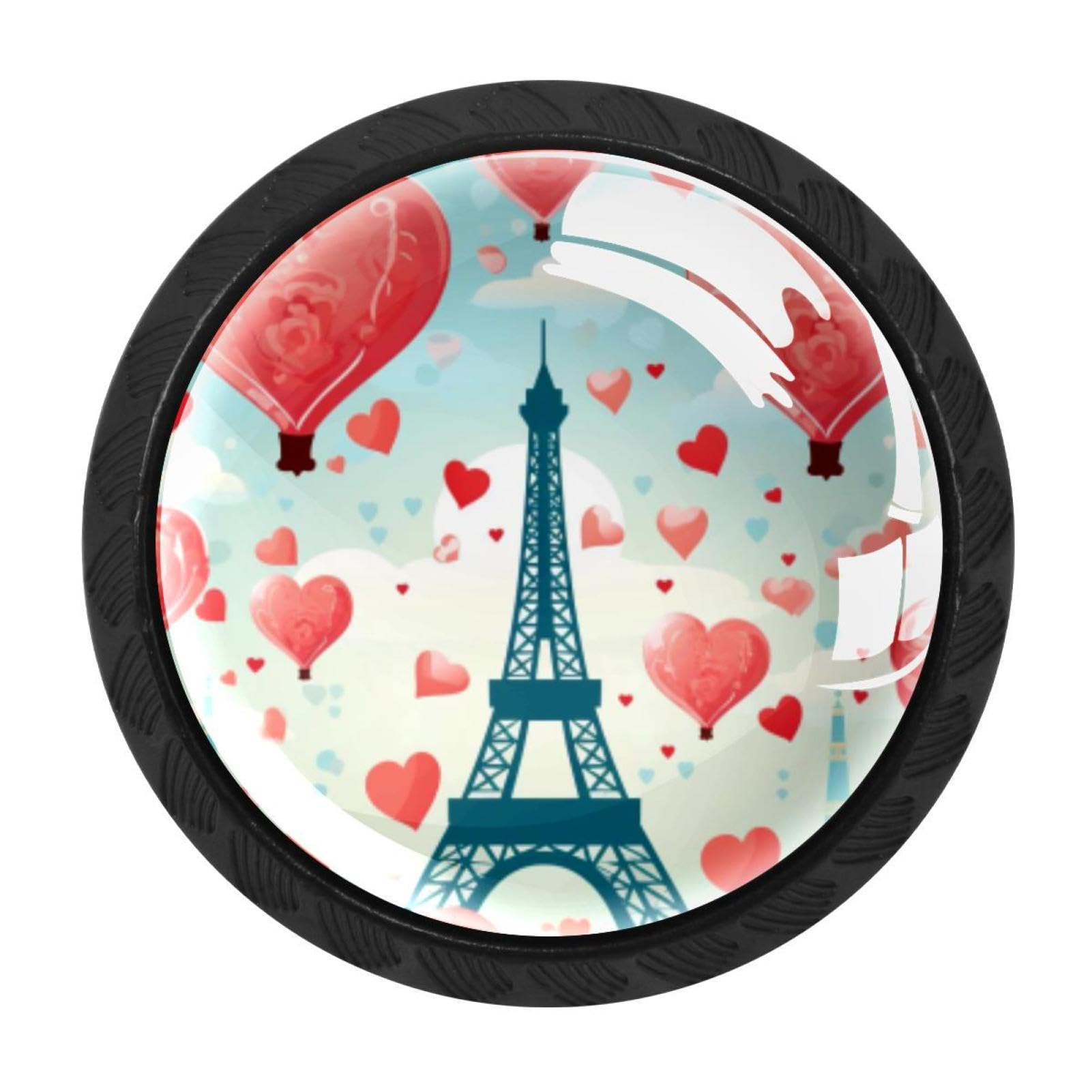 Chenzzzz Multicolored 10 Eiffel Tower Valentine's Day Cabinet Knobs 4 Pieces Drawer Kitchen Cabinets Dresser Cupboard Wardrobe Unique Pulls Handles
