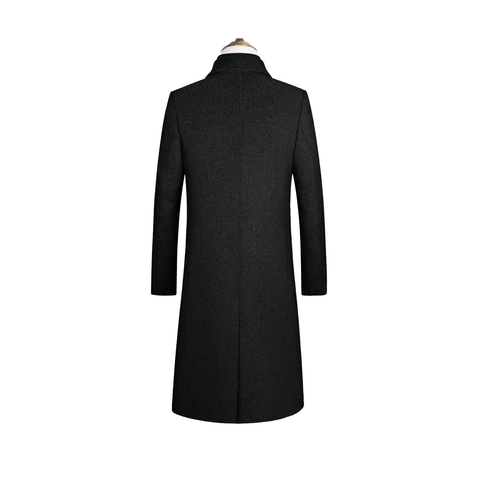 Abrigo hombre invierno, Sobretodo Mezcla de Lana Botón de Manga Larga Elegant Gabardina de Color sólido Abrigo largo Moda Slim fit Cortavientos caliente Chaquetas parka Blazer Outwear traje 2024