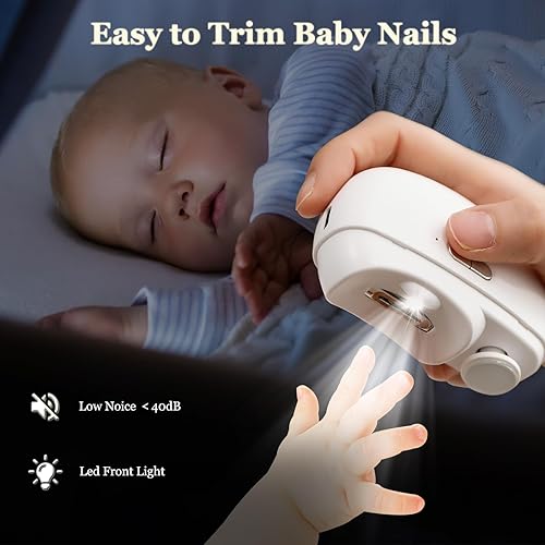 Miniatura 4 de Cortauñas eléctrico para bebés con luz LED, recortador de uñas eléctrico recargable por USB, pulidor de uñas 2 en 1, diseño de lima de uñas