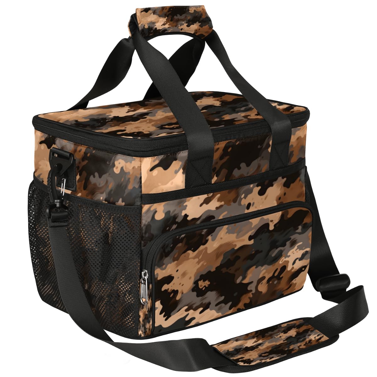 Camouflage Pattern Insulated Picnic Backpack Lunch Box for Women Men Picnic Basket Tote Lunch Bag Picnic Bag Portable Lunch Bags for Picnic, Beach, Work, Trip,Office, Camp Abstract Military Texture