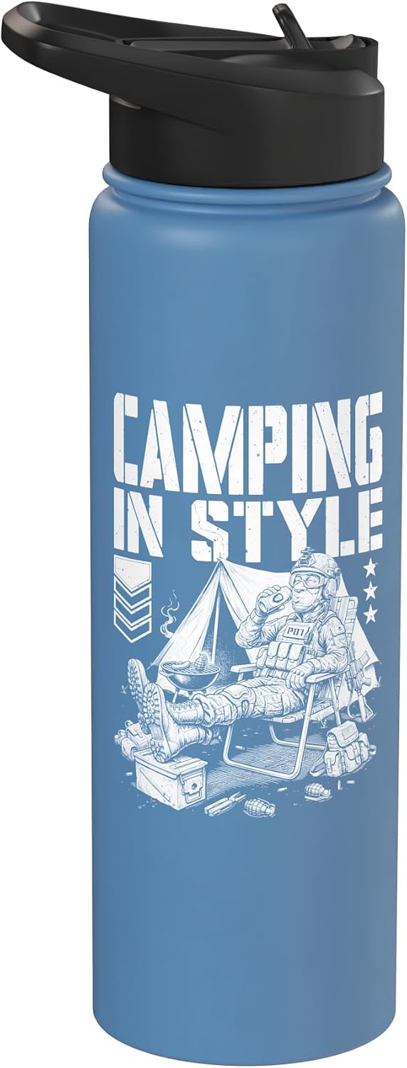 FPS Gamer Funny Camping Style Military Video Game Player Stainless Steel Insulated Water Bottle