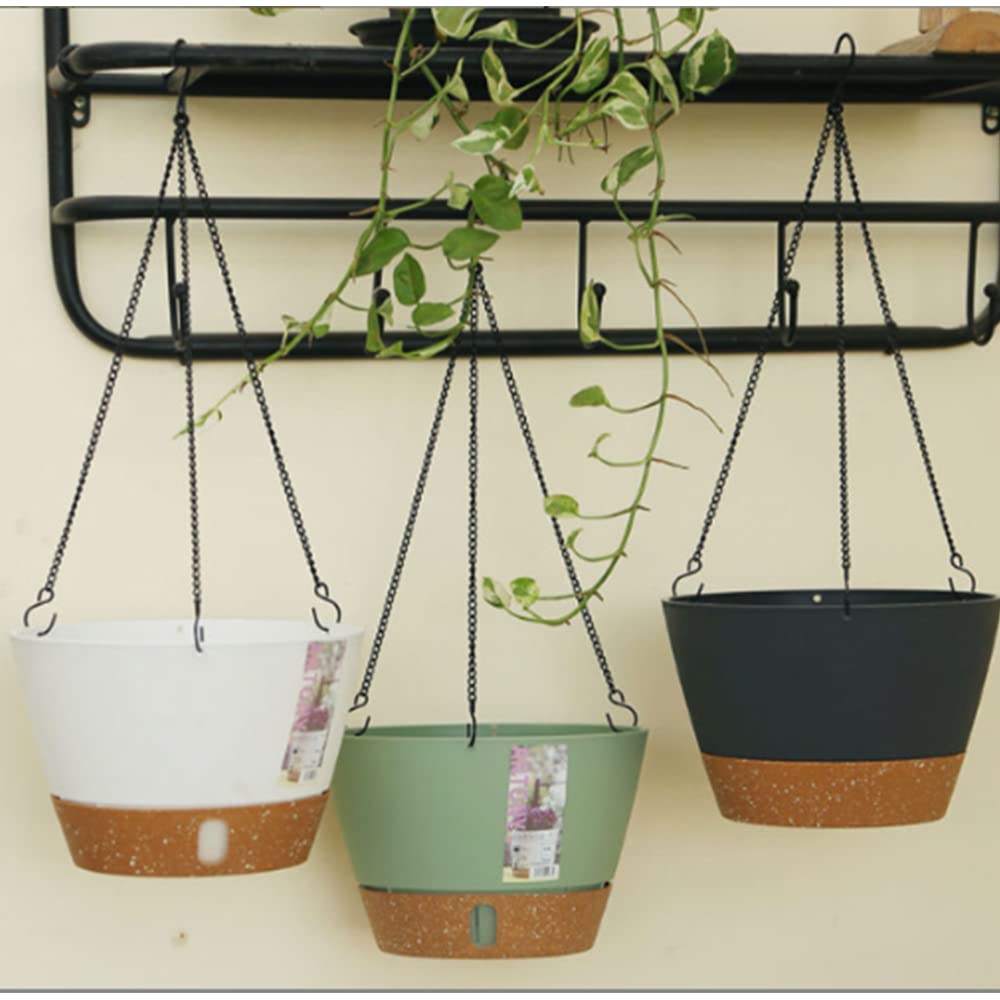 Outdoor Flower Pots 3 Pack Hanging Planters - 8 Inch Self-Watering ...
