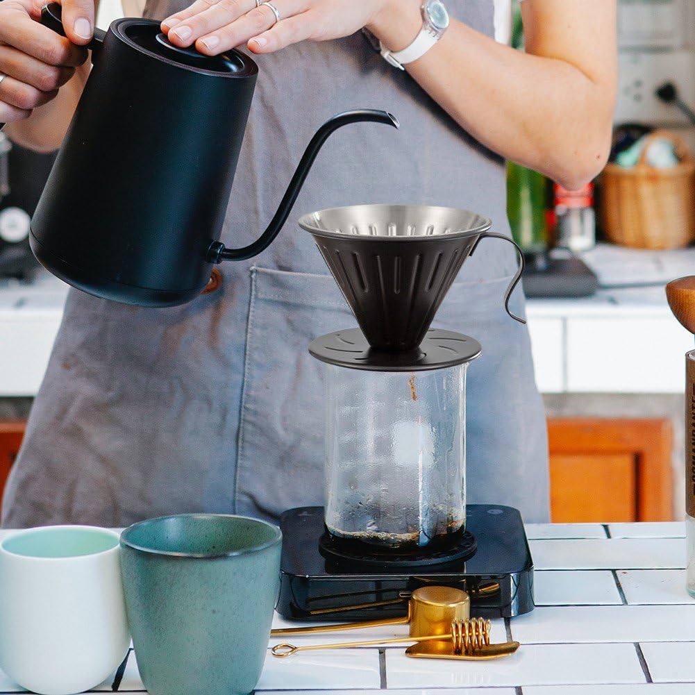 Koffiefilter, RVS Giet Over Koffie Kegel Druppelaar Ultrafijne Micro Mesh Filter Poeder Filter voor Koffiezetten(Grijs Koffiefilter, RVS Giet Over Koffie Kegel Druppelaar Ultrafijne Micro Mesh Filter Poeder Filter voor Koffiezetten(Grijs