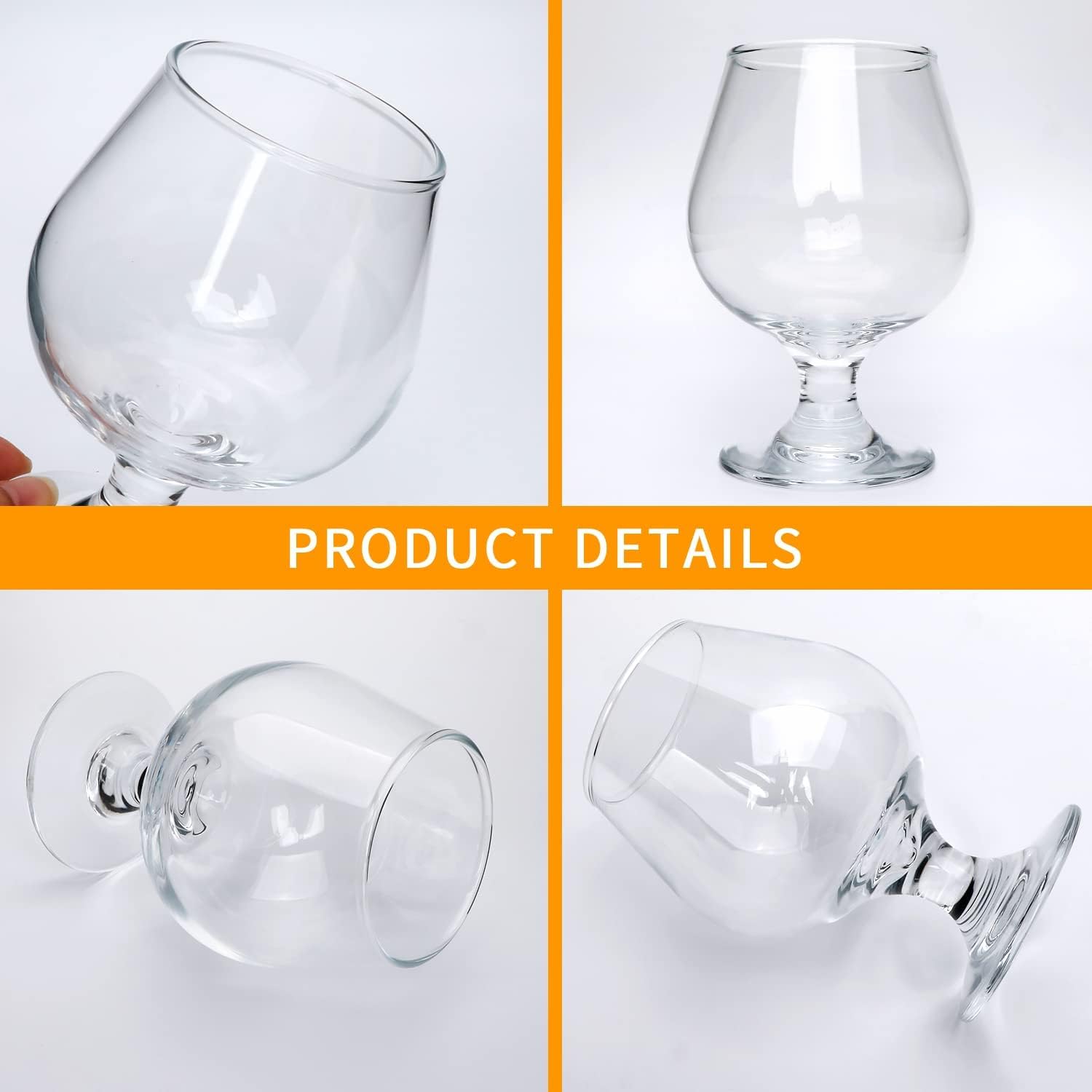 Toffing 9.45oz Large Brandy Snifter Glasses Set of 6,Crystal Cognac Glasses for Cognac,Brandy,Whiskey,Dishwasher Safe,Perfect for Home,Restaurants and Party 1