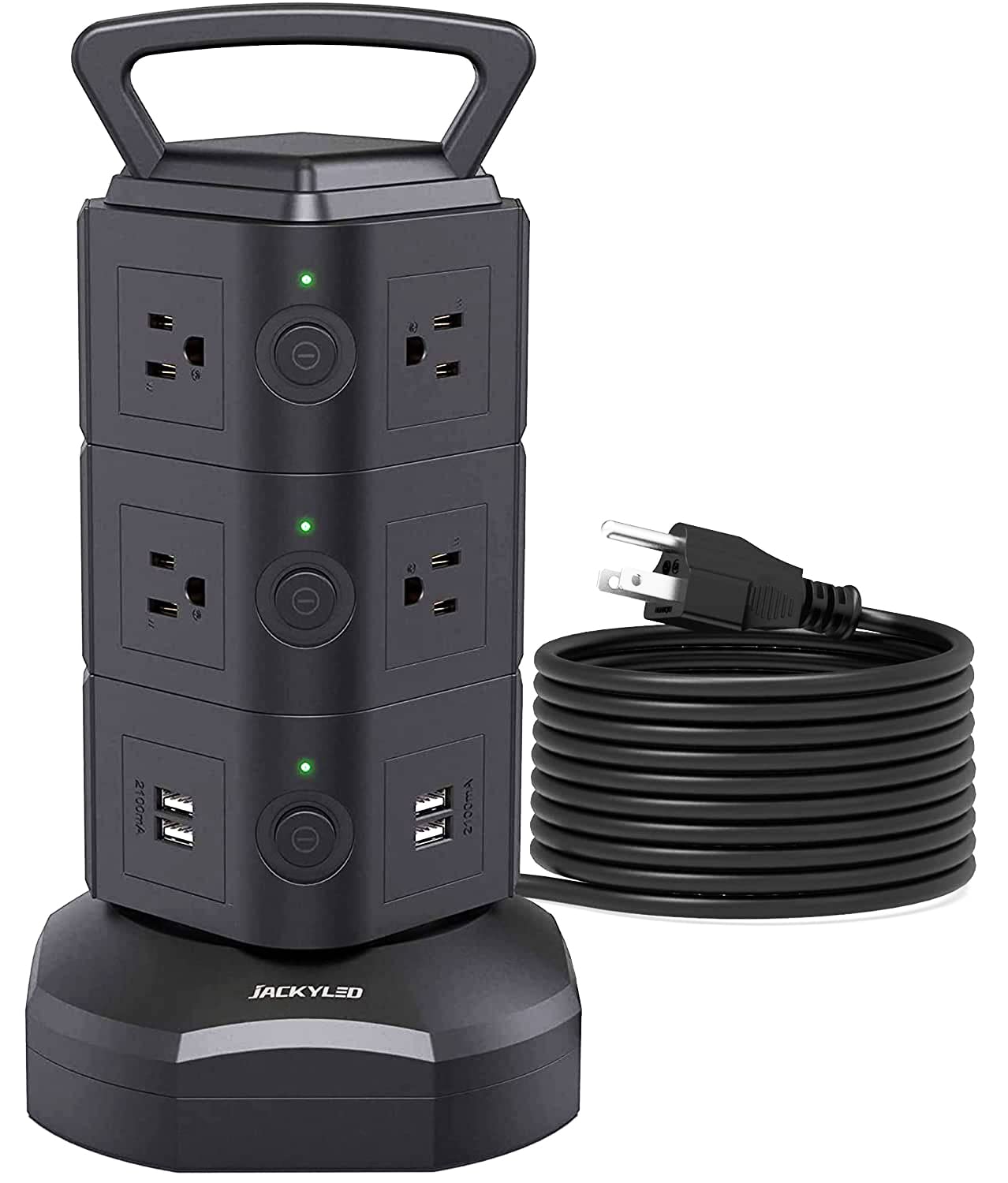 JACKYLED Power Strip Tower Surge Protector, 12 AC 6 USB (2 USB C), 1050J — Amazon image 23
