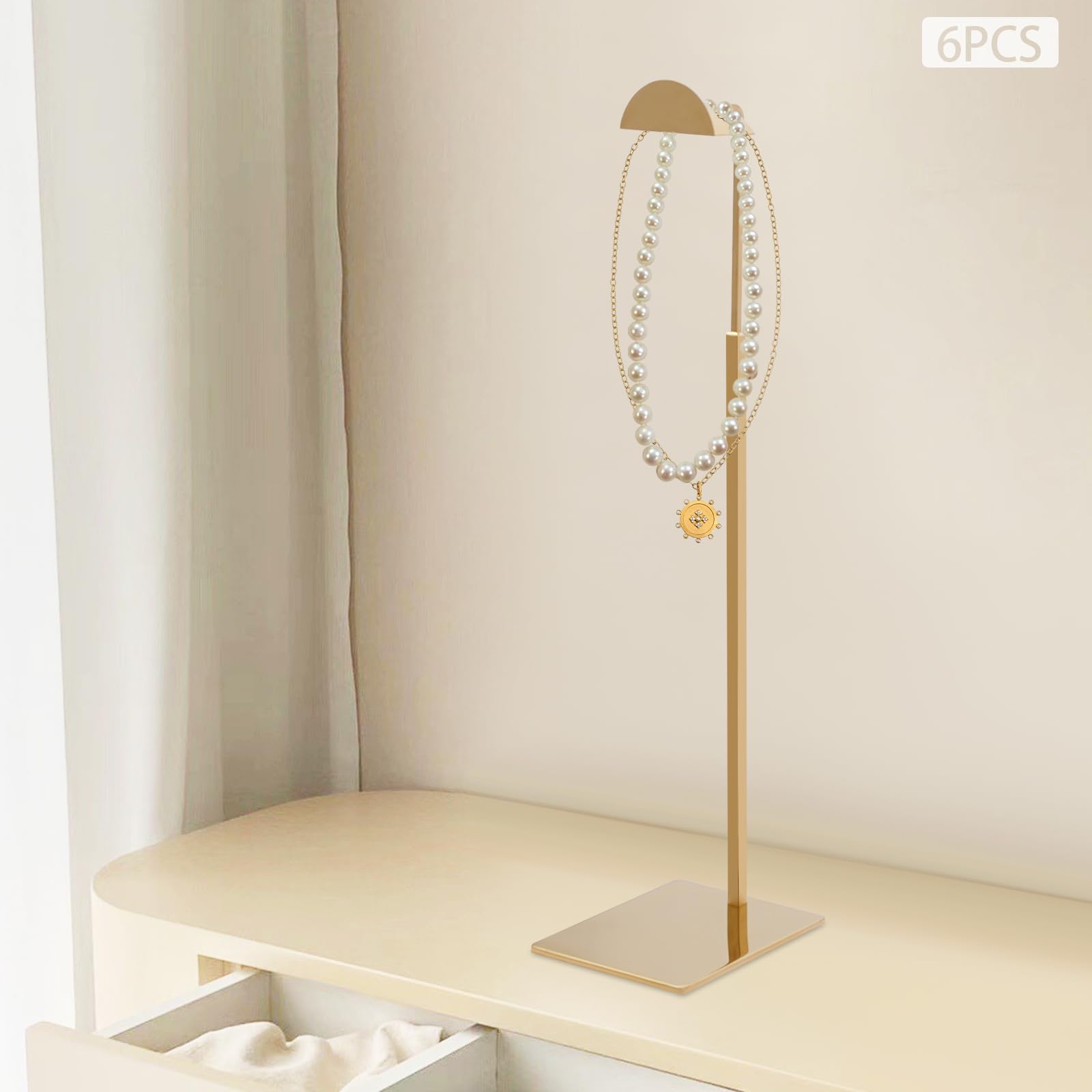 6 supporti per borsa con altezza regolabile, in metallo, grande supporto a testa a D, regolabile in altezza, 40-66 cm, portata 5 kg per pezzo (oro)