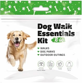 Dog Walk Essentials Kit to Go, Portable Pet Care Pack with Bowl, Food, Treats and Waste Bags (3)