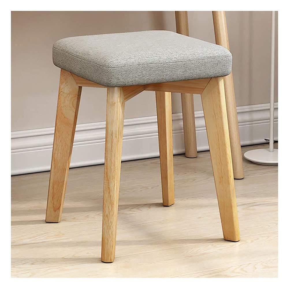 LMMIAOZ Wooden Square Makeup Stool – Stylish Footrest & Step Stool Compact Vanity Ottoman with Foot Protection for Home Décor Makeup Chair and Accent Seating