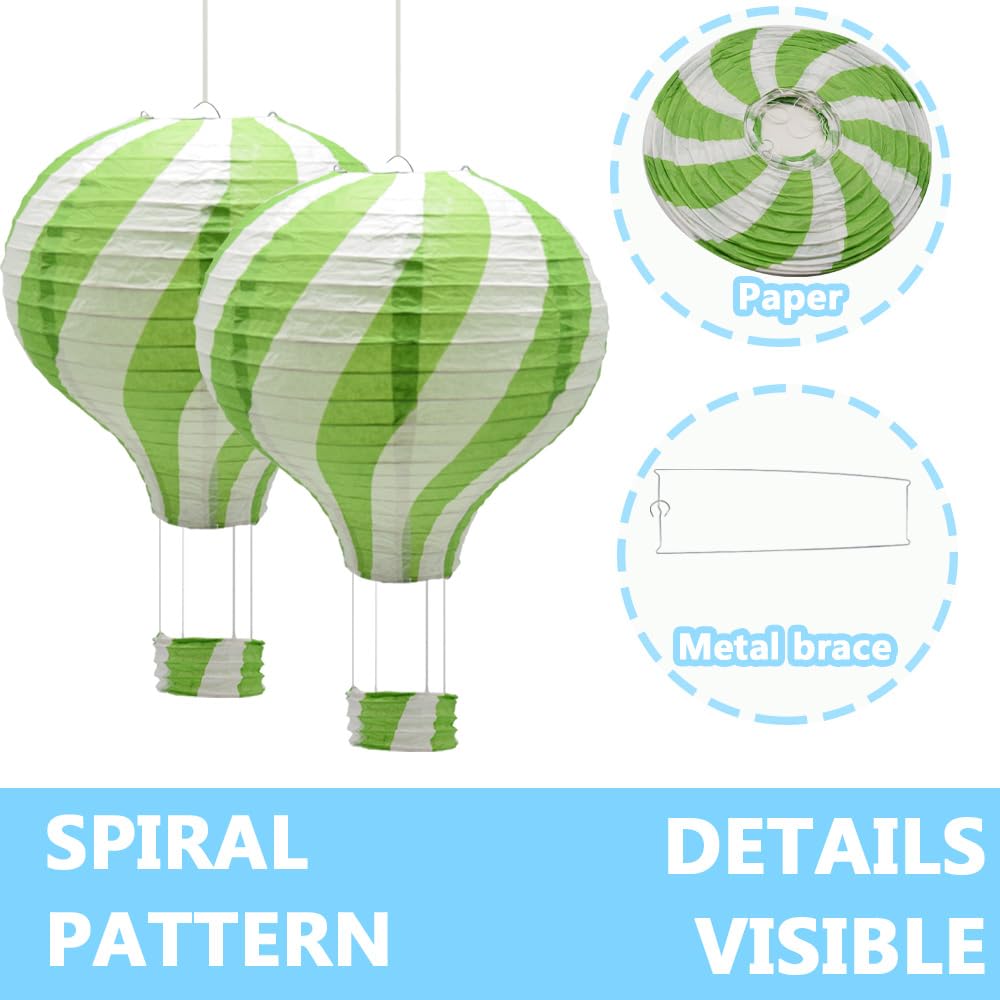 Hocansen 3Pcs Hot Air Balloon Paper Lanterns 30cm Hanging Paper Lantern Lampshade Craft Decoration for Party Home Wedding (RQ-DL/Green) - Image 3
