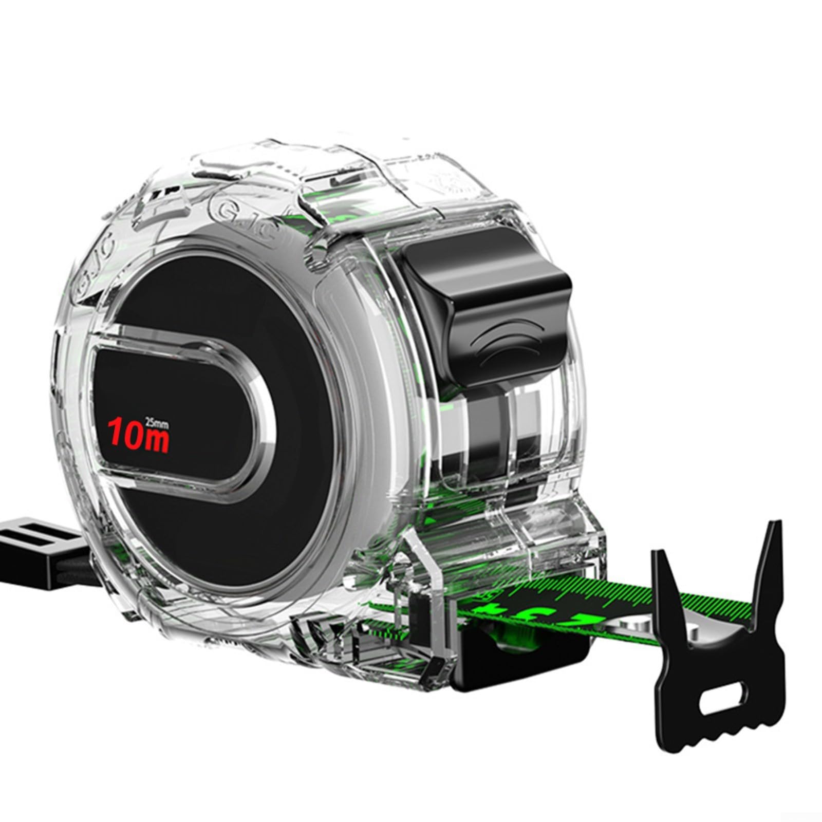 Stainless Steel Fluorescent Tape Measure with Clip, Waterproof, High for Accuracy, 10 x 25 m, Clear/Green