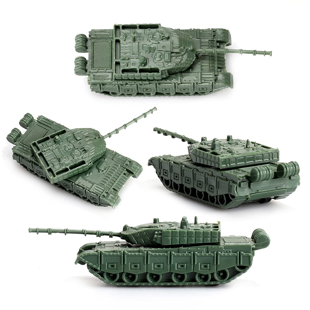 VIIKONDO 16Pcs Green and Desert Army Battle Tanks Play Set,Classic