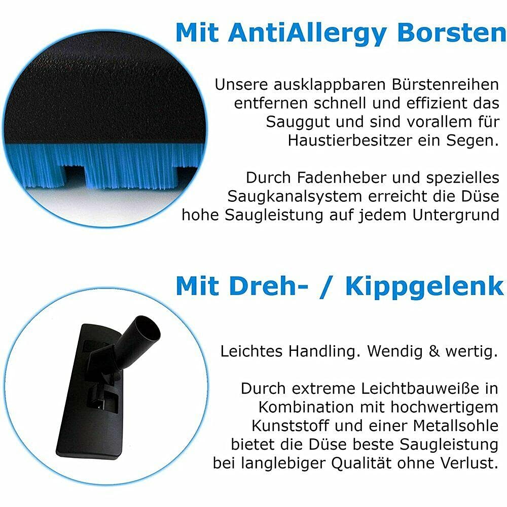 Universal Staubsauger-Düse Aufsatz Set für Kärcher Miele Hyla Einhell Makita EIO Original Fuß