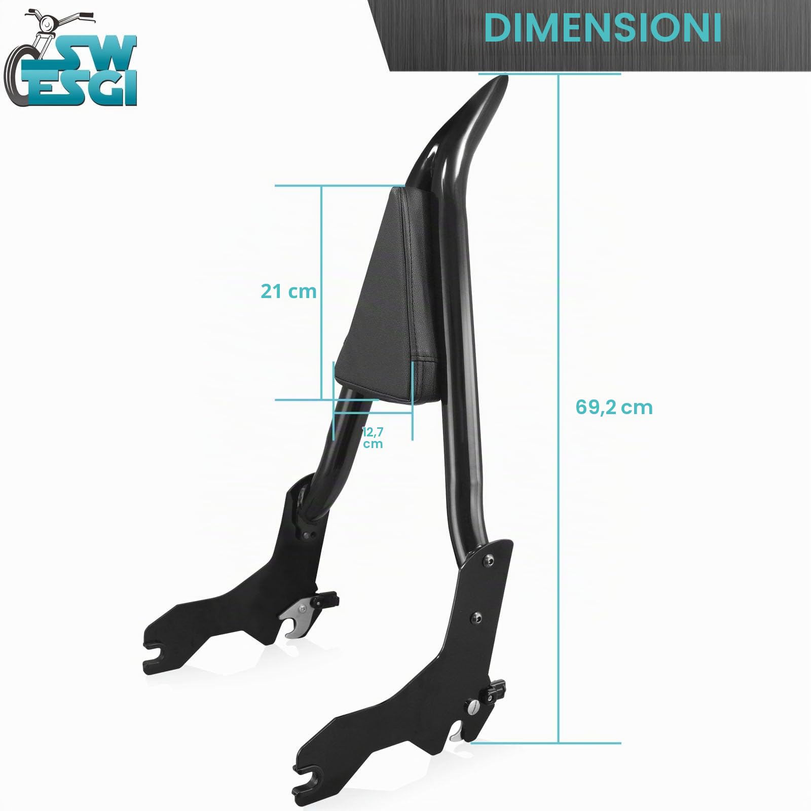 Schienale passeggero staccabile a sgancio rapido da 66 cm con aggancio Sissy Bar adatto per modelli Harley Softail Lowrider s ST FXLR FXRST FXLRS FXLRST Sport Glide FLSB Dyna Black 2018-2025