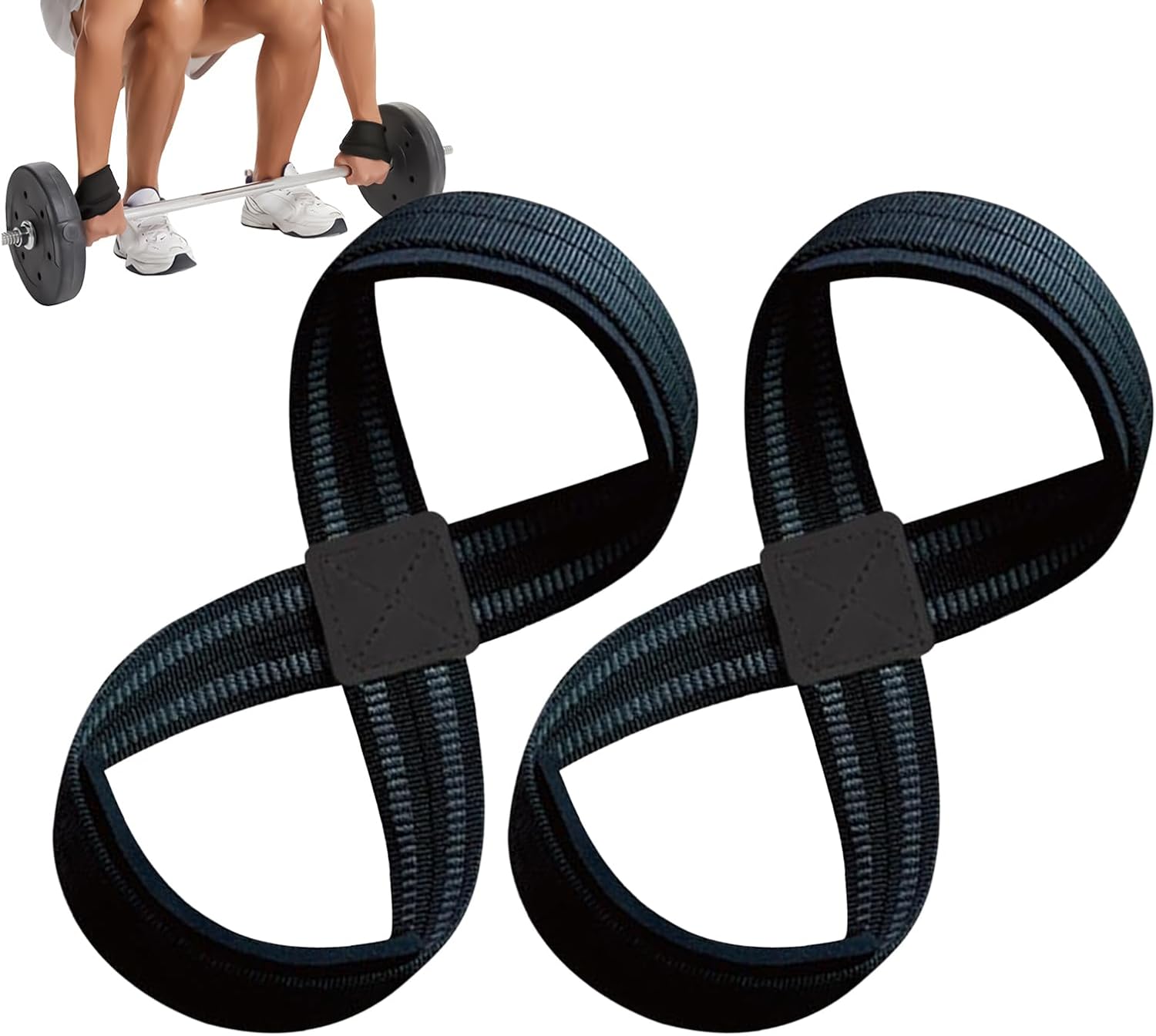 Figure-8 Straps – Heavy-Duty Cross for Deadlift Wrist Wraps 2-Piece Set with Strength Training, Fitness Centers, for Bodybuilding, Exercise, and Gym Workouts at Home 9.45 Inches