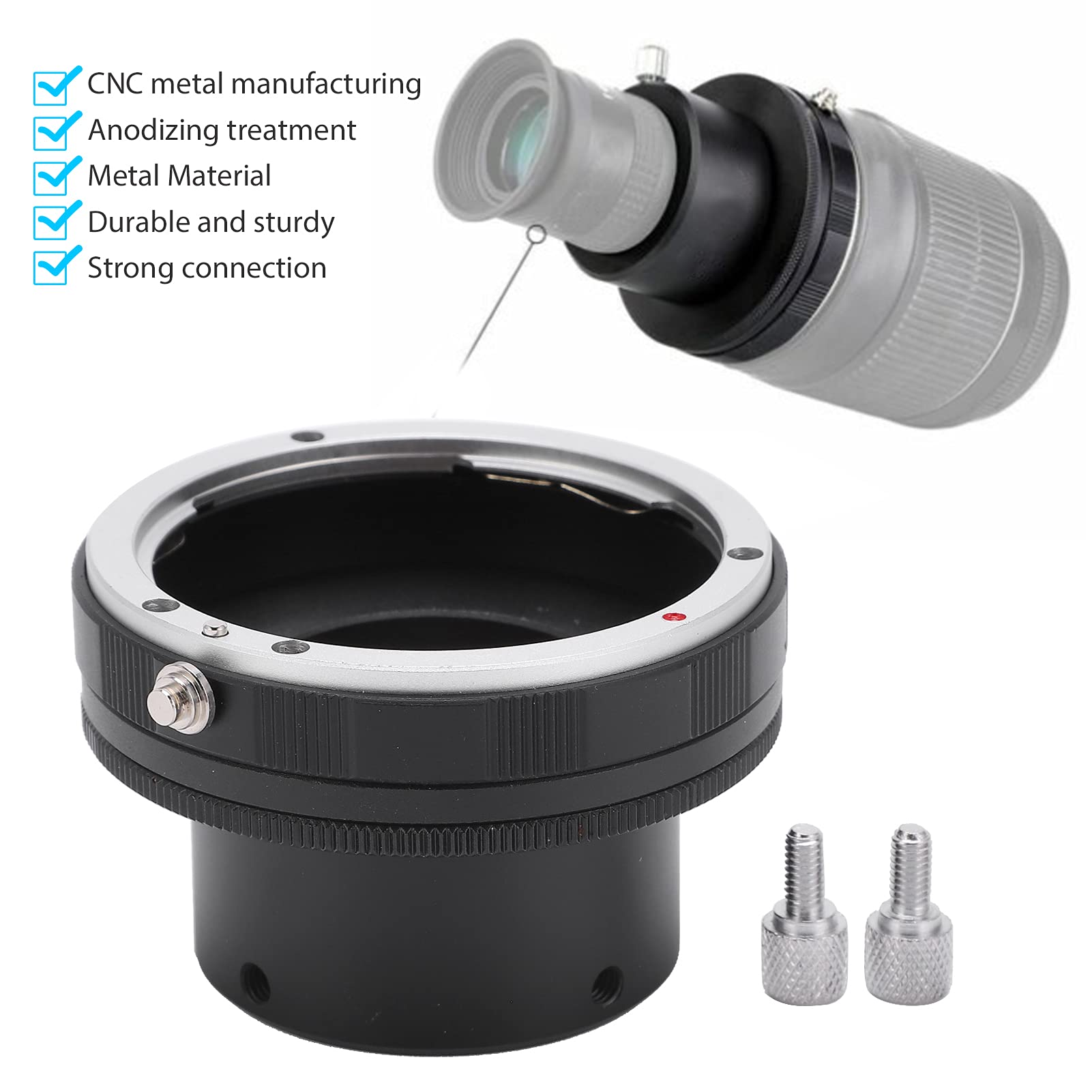 SIXRUN Makro-Objektiv-Adapter für EF EFS Mount Objektiv Aluminiumlegierung 1,25 Zoll Teleskop-Okular SLR-Kamera-Adapter