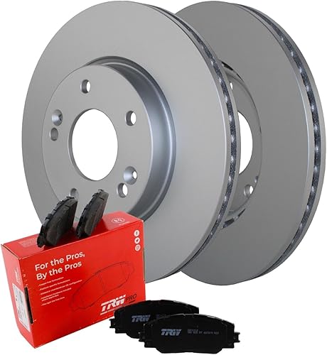 Juego de rotores de disco de 11.024 in con ventilación y TRW Pro Cerámica Pad Set Hardware Sensor acústico Kit de freno delantero para Hyundai