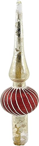 Bethany Lowe 6 pulgadas rojo plata mercurio cristal final Topper para árbol de Navidad pequeño