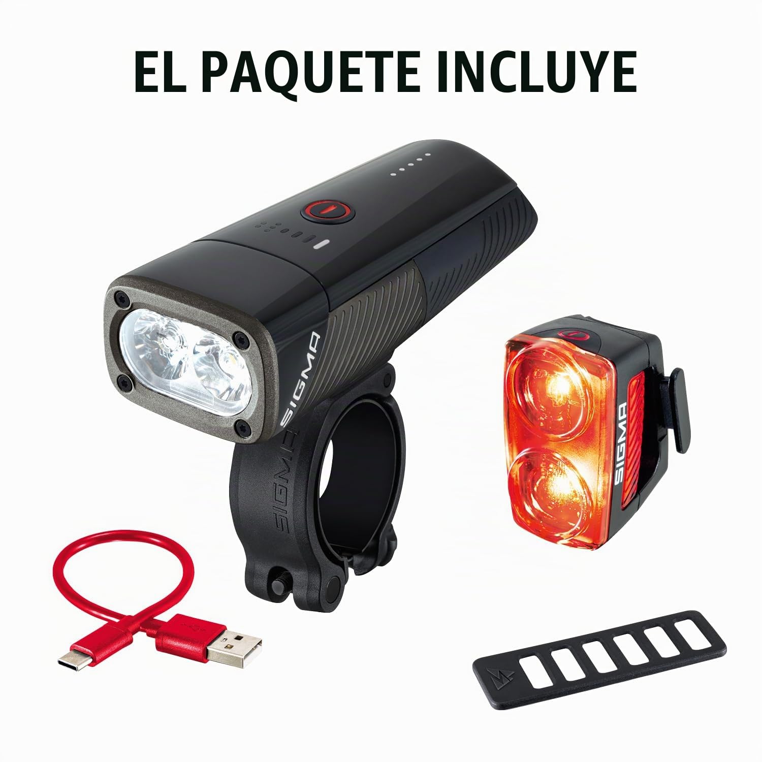 Sigma Buster 1600 / RL 150 Set | Luz LED Delantera y Trasera | 1600 Lumen y 150 Lumen | Luces Delantera y Trasera Recargables con Seis Modos de luz