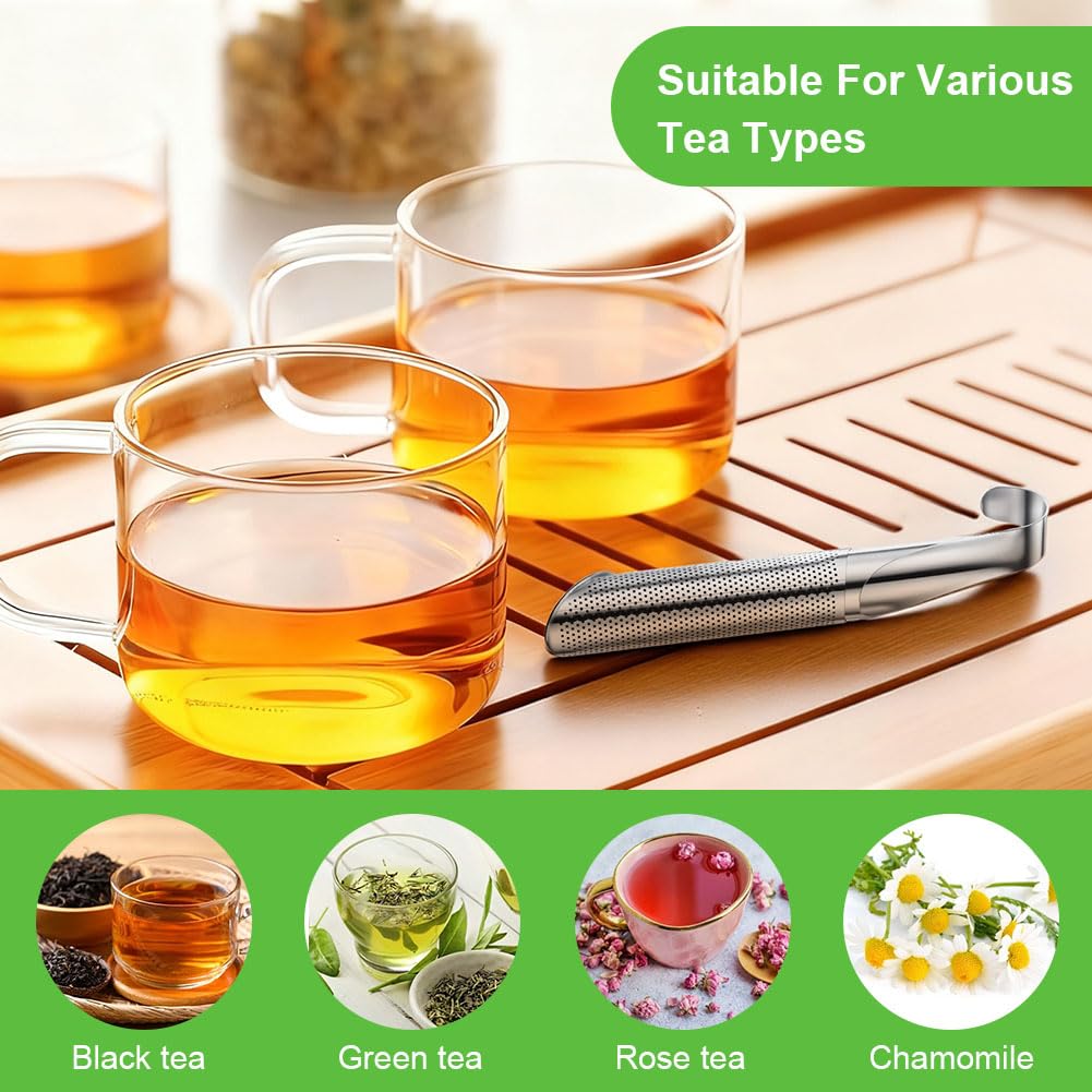Vicloon Infusor de Té de Acero Inoxidable, 2 Piezas Hoja de Té Colador de Té, Filtro de té de Hojas Sueltas, Infusor de Té Tubo, Filtros de Té para Tè de Hojas Sueltas y Especias, Colador de té