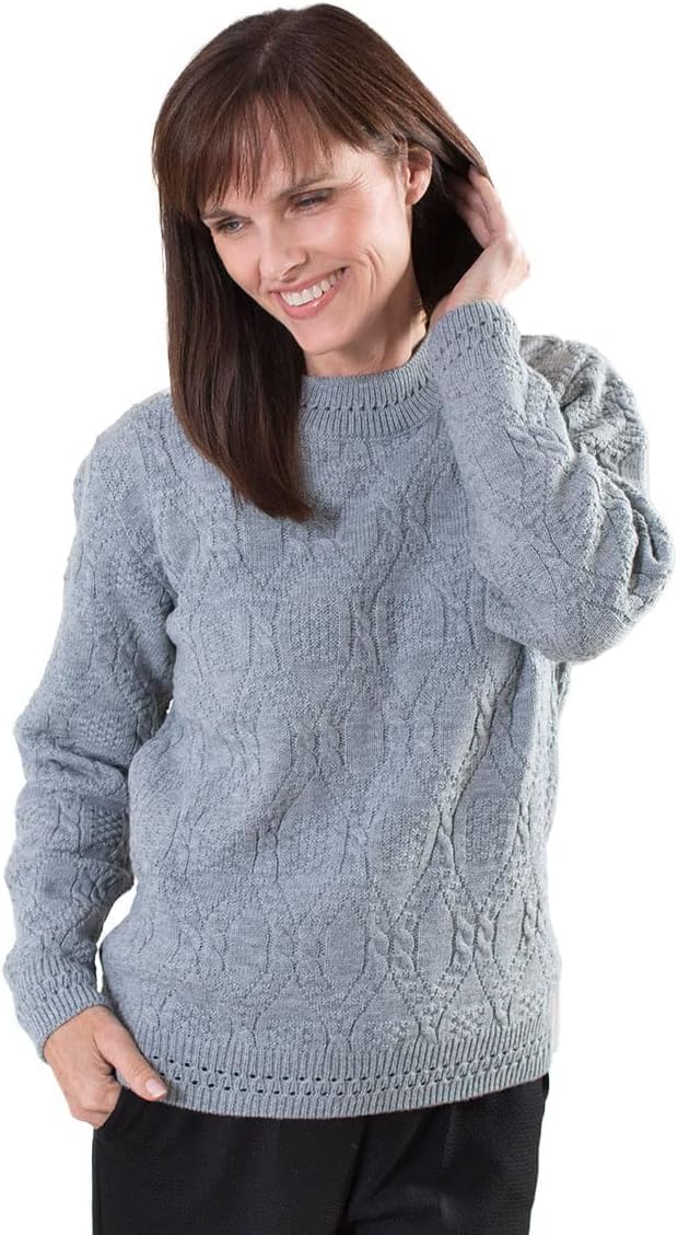 Fashion Friendly Ladies Cable Design Jumper Grey Extra Extra Large