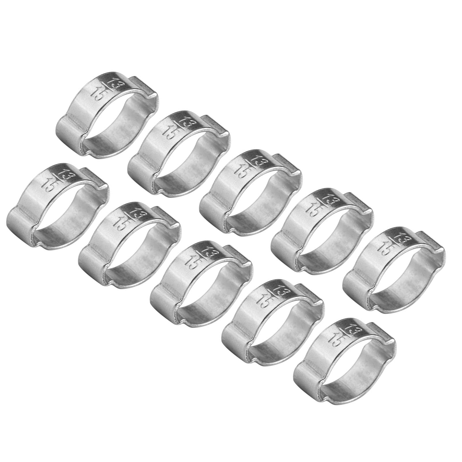 Uxsiya 10Pcs Zinc Plated Iron Galvanized Two Ear Hose Clamp,Double Ears Hose Clamp Hose Fastener For Fule Petrol Pipe Tube(13 15Mm)