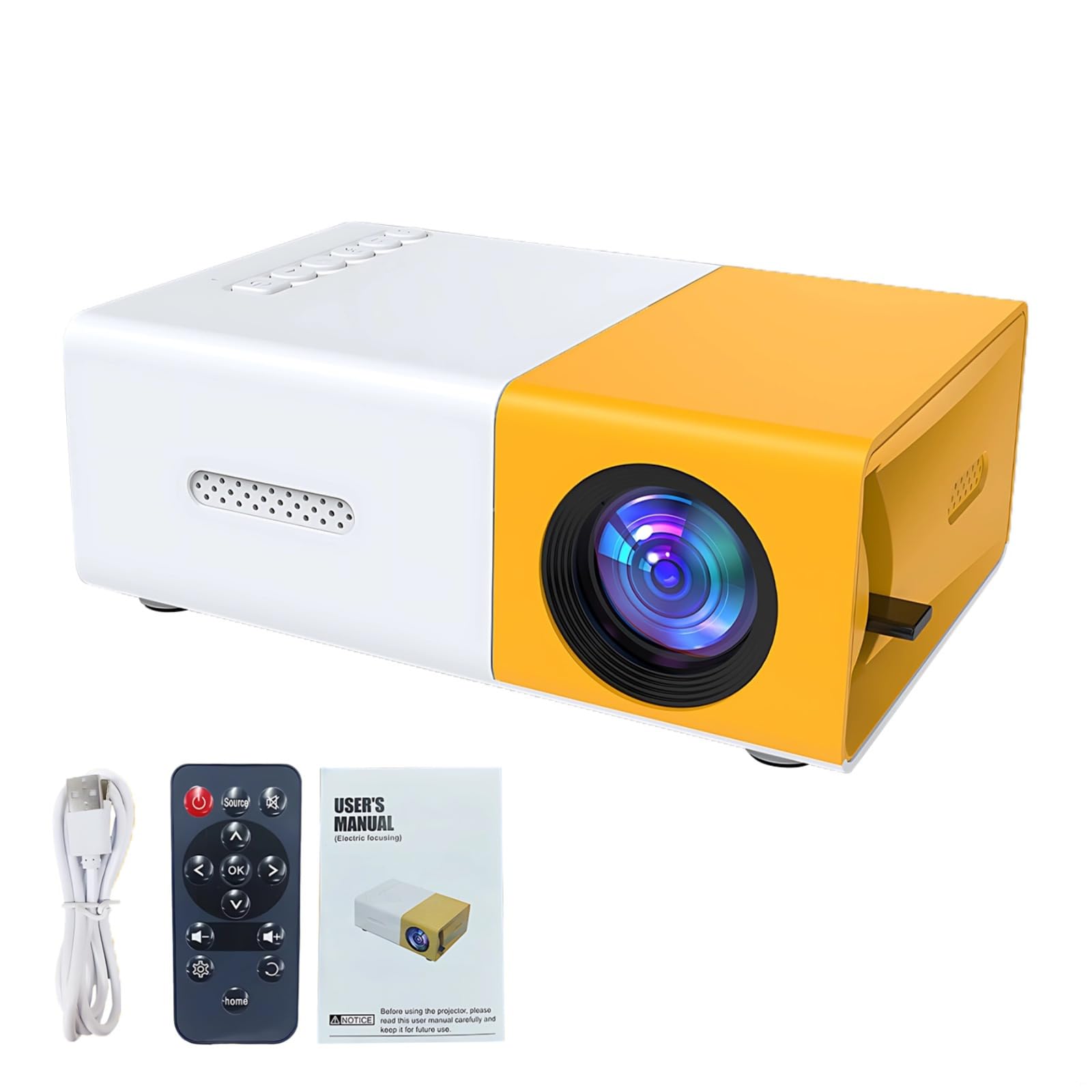 Compact Mini Projector, Portable Home Theater, Remote Control, Ce&Fcc Certified, Multi-Interface, 5 X 3.4 X 1.9 in