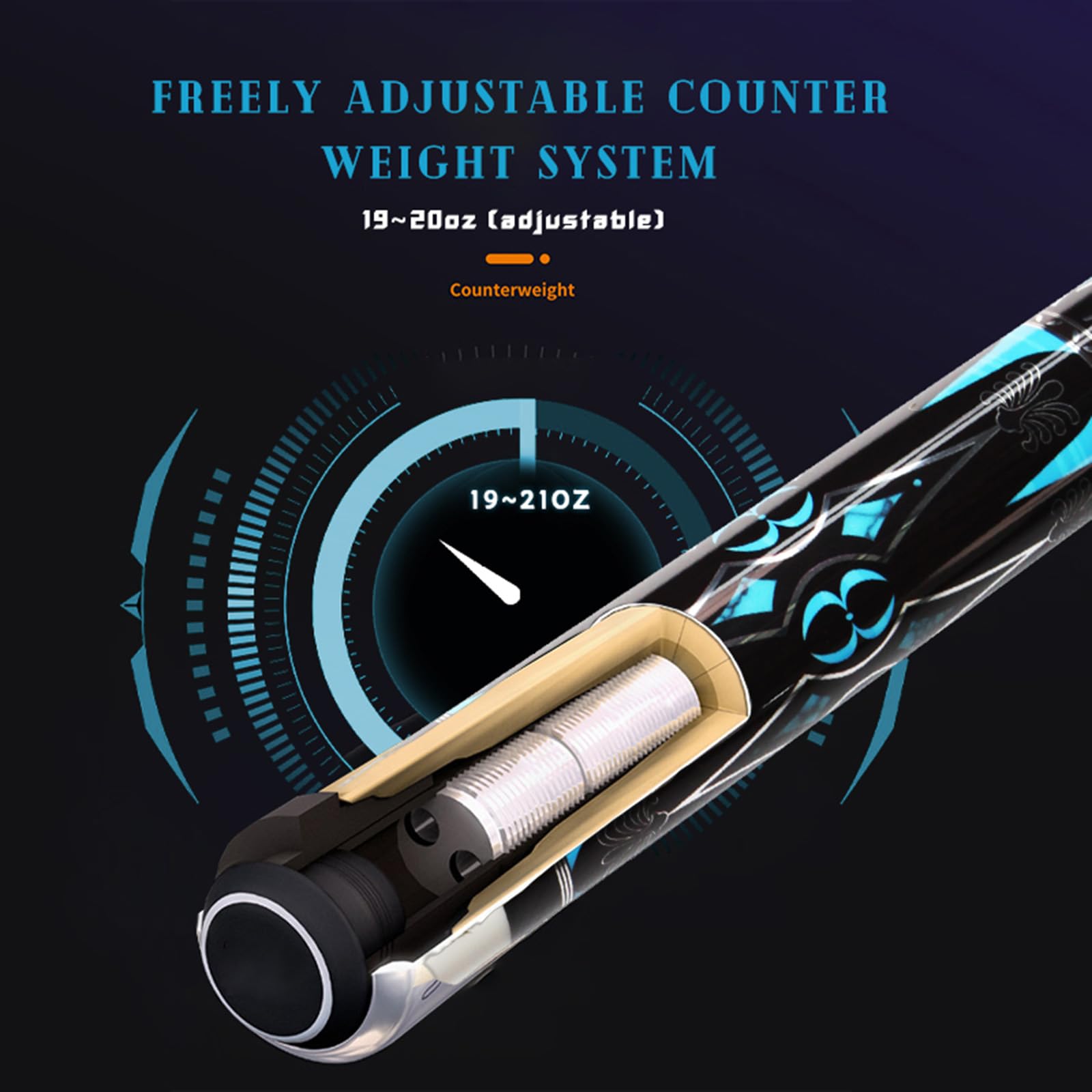 KHEALING Carbon Fiber Pool Cue with 11.8mm Head - Professional 1/2 58' Pool Cue with 8 Teeth Connector for Billiard Enthusiasts