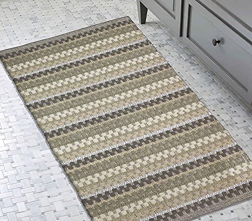 Image of The Home Talk Handmade Cotton Rectangular Door Mat | Water-Absorbent | for Bathroom, Entrance Door, Kitchen, Entry Gate, Living Room | Machine Washable | Anti-Skid | 27 X 45 Inch | Beige