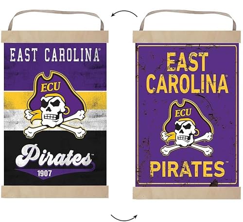 KH Sports Fan Reversible Banner Sign Retro Multi Color East Carolina Pirates