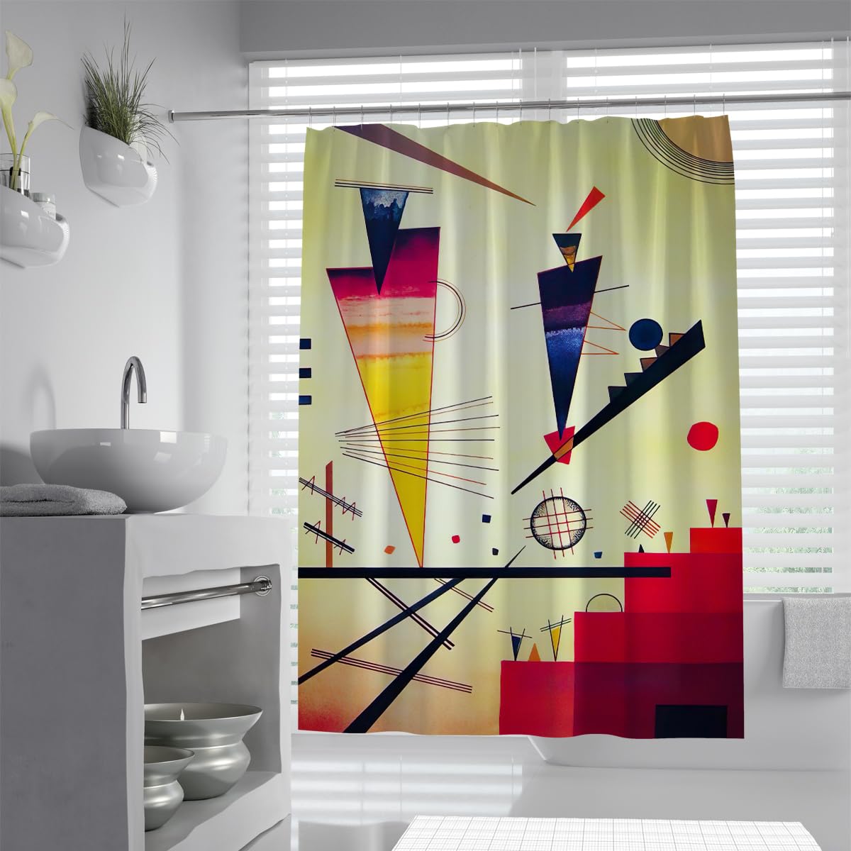 Olliar Home Shower Curtain Modern 180X180 Watercolor Abstract Art S For Bathroom Unique Geometric Pattern Washable Fabric Set With Hooks