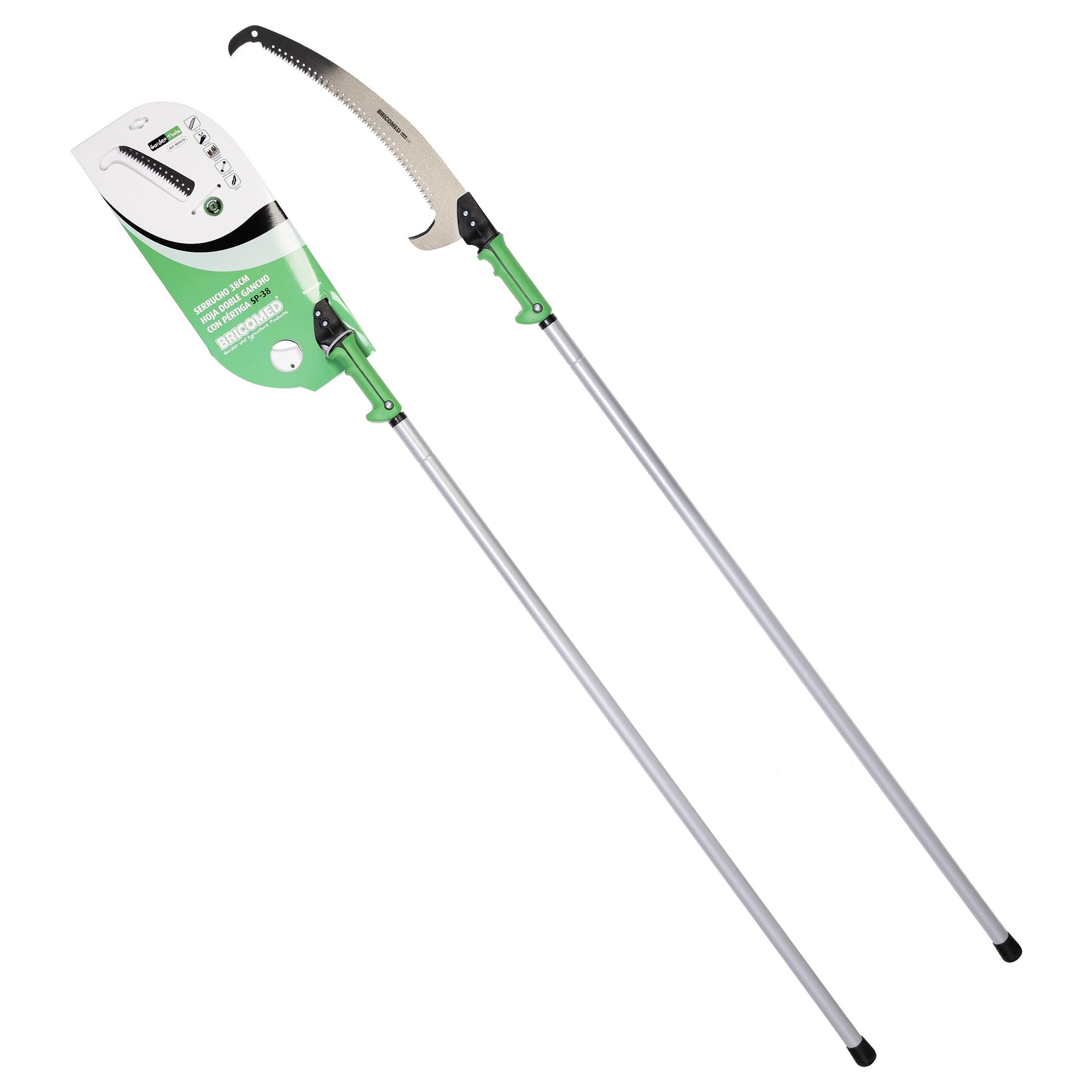 Pértiga telescópica 1,85-2,90m con serrucho 38cm gancho doble hoja