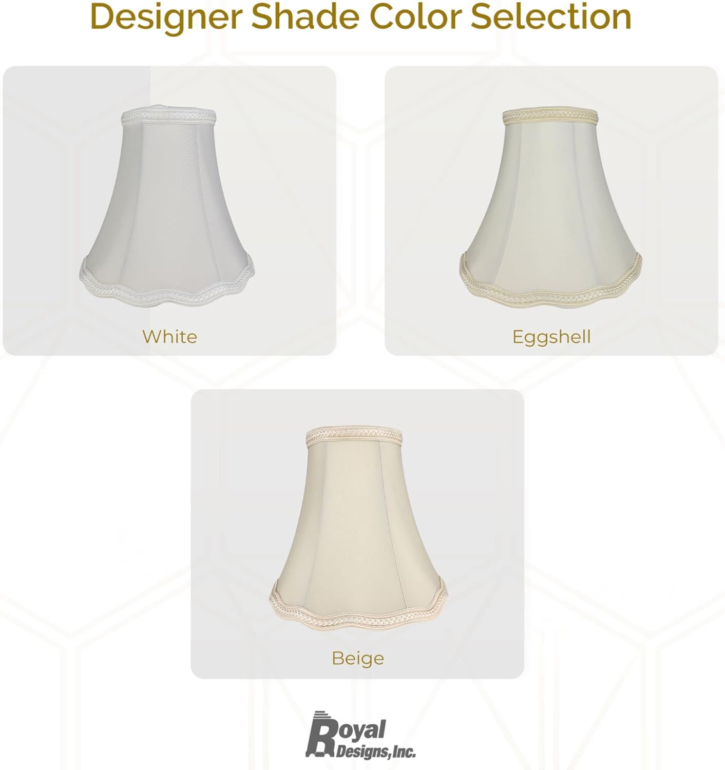 Royal Designs Scalloped Bell Designer Lamp Shade, Eggshell, 4 x 8 x 7.25, Round Clip