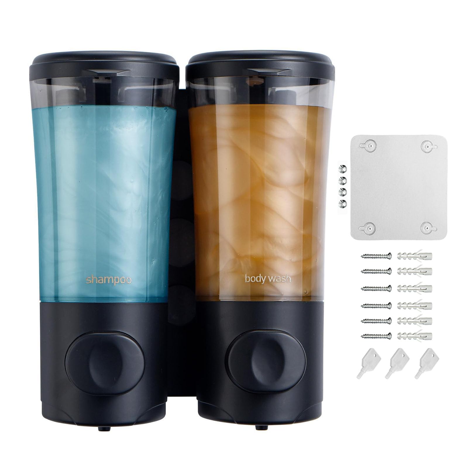 Xinsheinelry Shower Soap Dispenser Easy Slot Install Wall Mounted Shampoo and Conditioner Holder Large Capacity Storage Organiser Refillable Shower Bottle