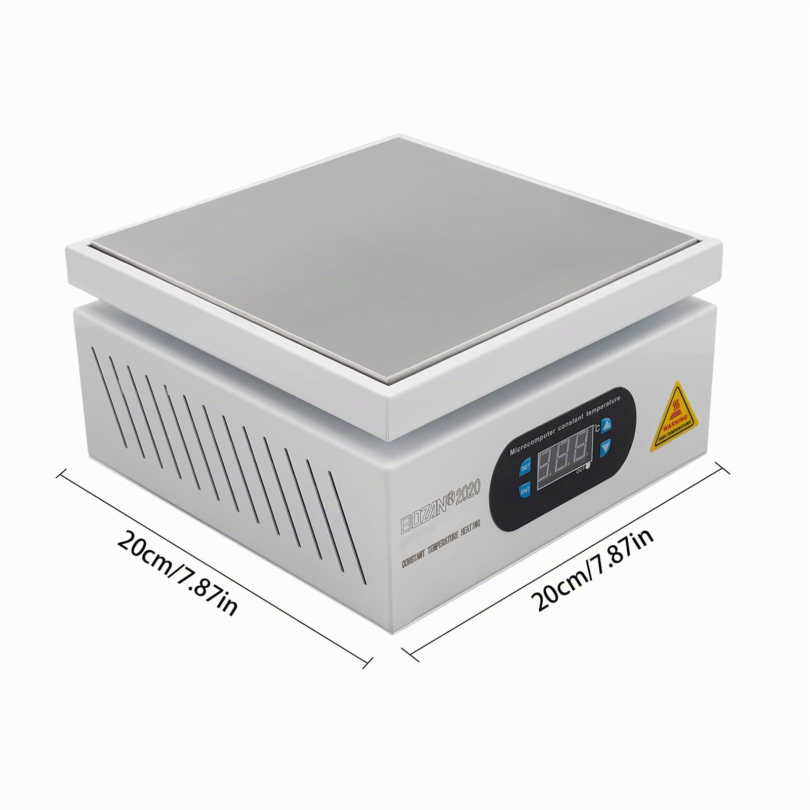 Station de soudage professionnelle - Plaque chauffante 700 W - 20 x 20 cm - Surface de chauffage numérique 0-500 °C - Station de préchauffage micro-ordinateur pour rework SMD, retrait de PCB, soudure