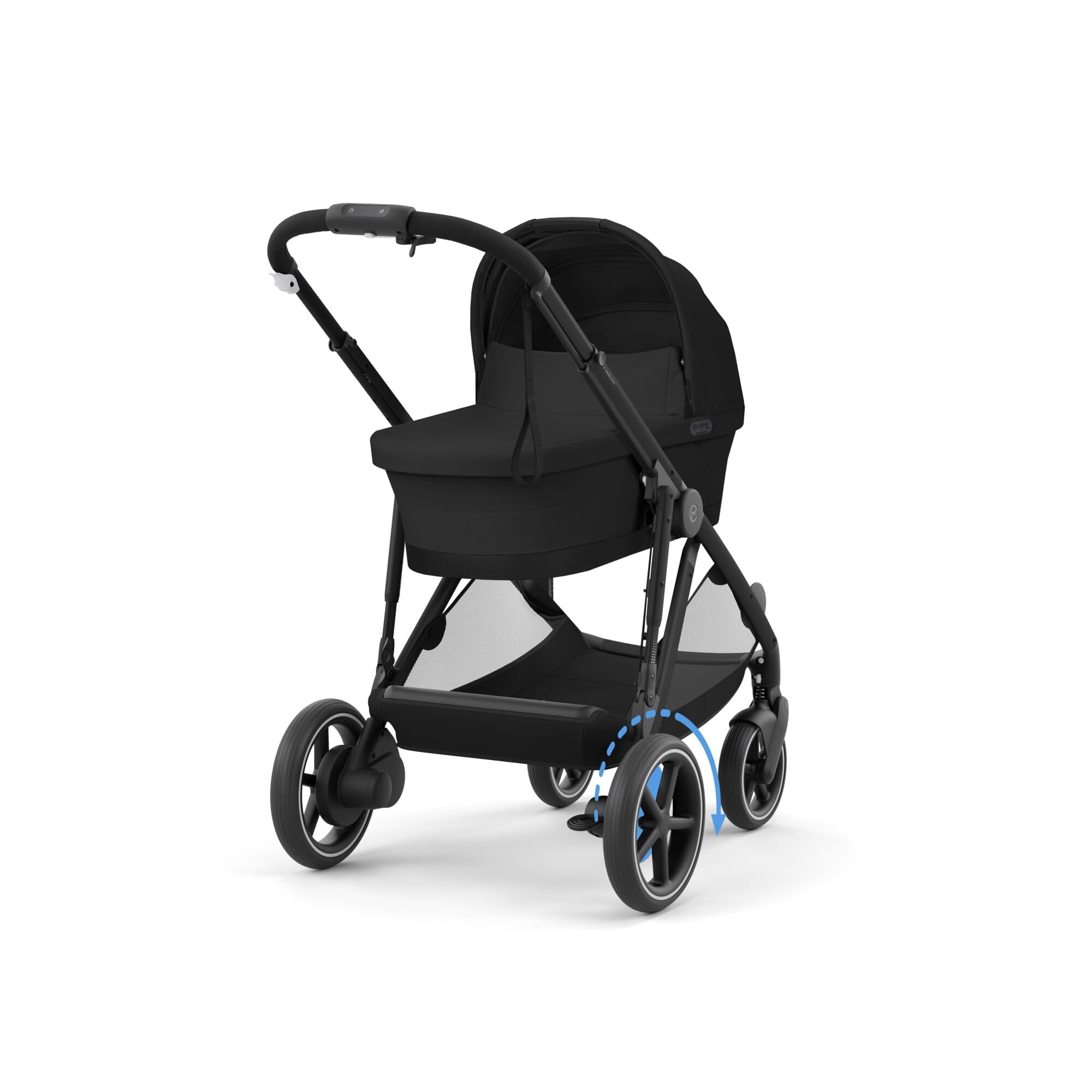 CYBEX Poussette Gold e-GAZELLE S, de la naissance à environ 4 ans, max. 22 kg (mode simple) / 2x 22 kg (mode duo), système tout-en-1 avec propulsion électrique et 20+ configurations, Noir lune
