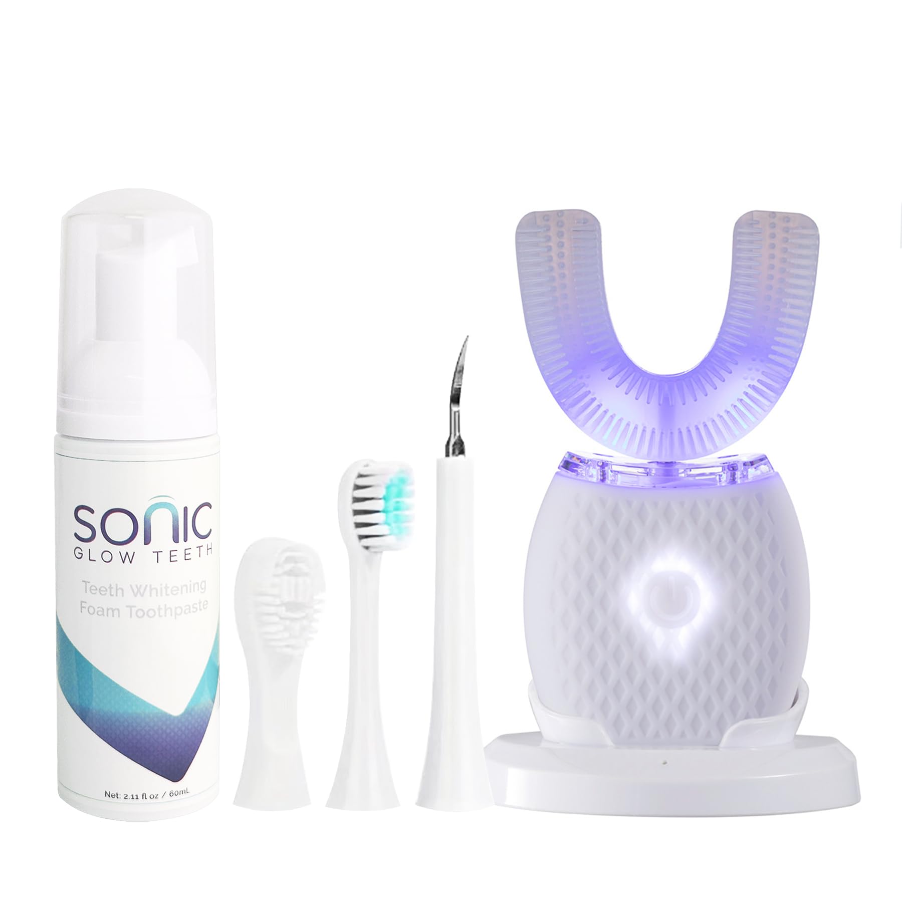 Automatic Toothbrush Ultrasonic Toothbrush Electric Toothbrush for Adults 30'' Automatic Timer Wireless Charging Washable Travel Home Dual-use (White, M)