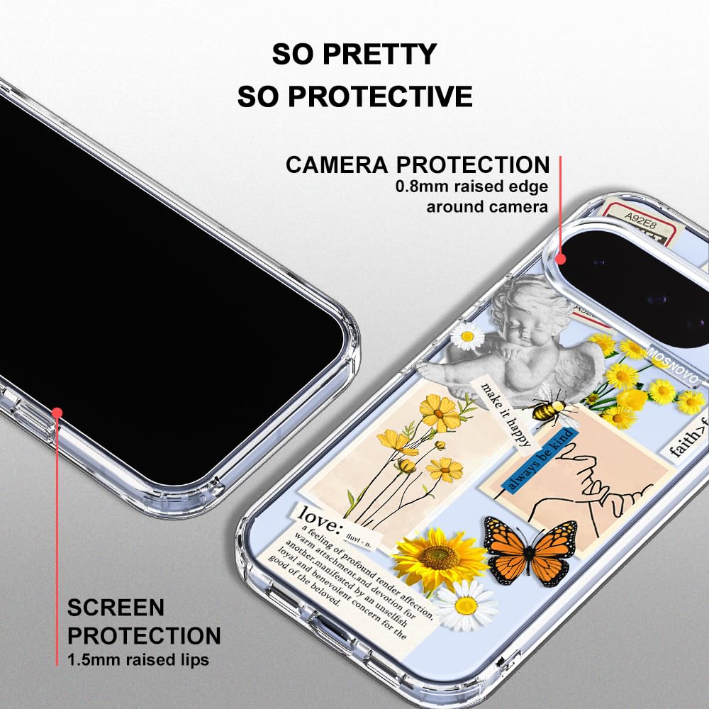 MOSNOVO Case for Google Pixel 10 & Pixel 10 Pro, [Buffertech 6.6ft Military-Grade Drop Protection] [Anti Peel Off Tech] Clear TPU Bumper Phone Case Cover Design - Cute Cherry — view 38