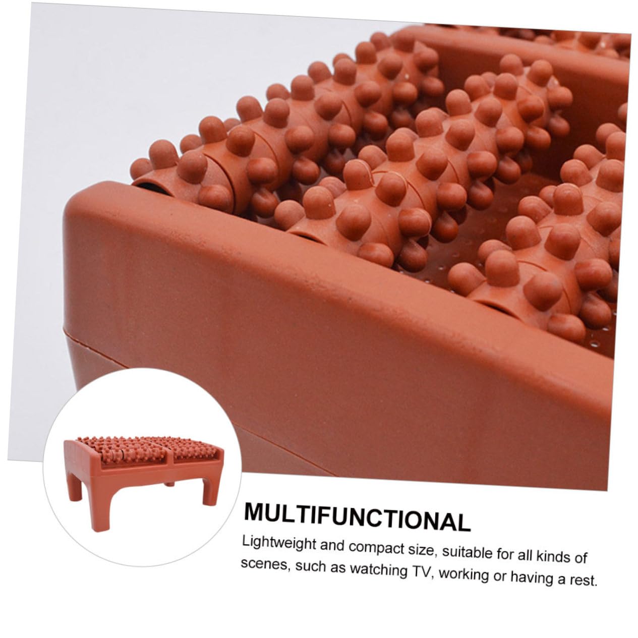 FRCOLOR Rodillo para Pies con Ruedas Y Deslizadores de Masaje de Acupresión Taburete para Masaje de Pies para Uso Doméstico Color Marrón
