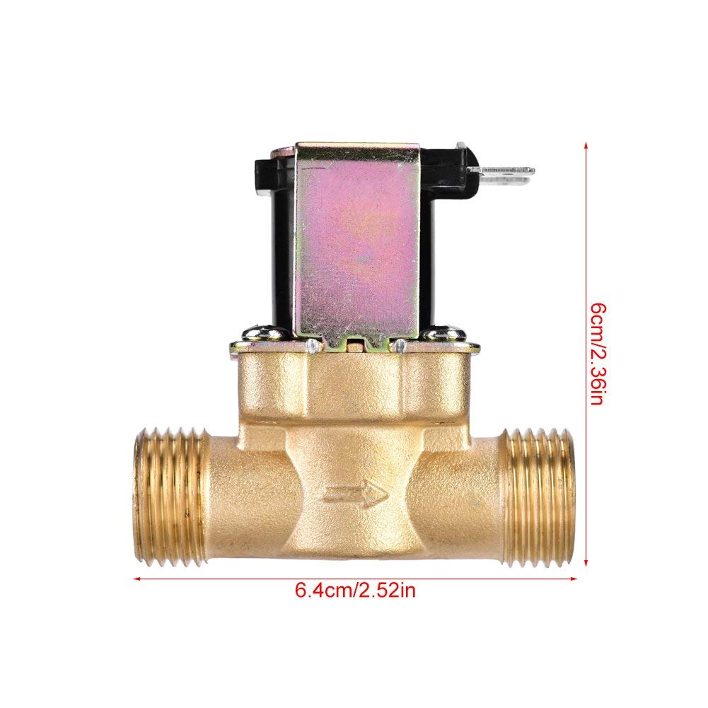 Électrovanne 1/2' DC 24V Normalement Fermée en Laiton, Vanne Électromagnétique pour Contrôle de l'Eau