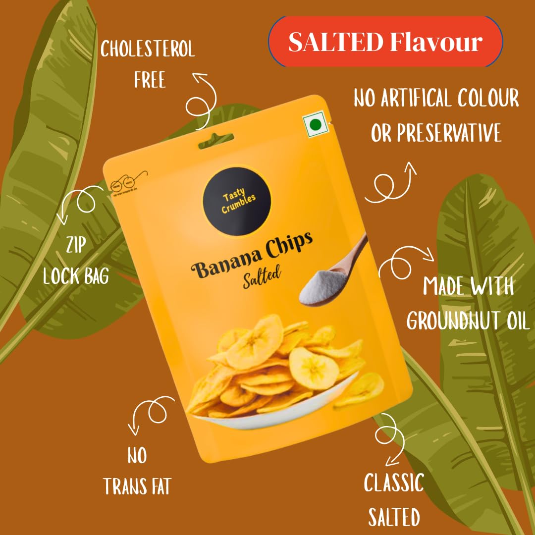 Tasty Crumbles Banana Chips, Salted and Cheese Flavoured Combo, 400g, Pack of 2(Each 200g) 3