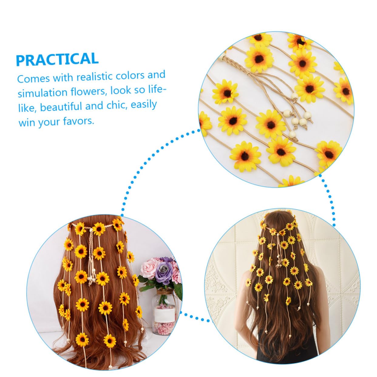 PACKOVE Bandeau à Pompon Tournesol Coiffe De Fleurs Accessoire Pour Cheveux Cadeaux De Grossesse Pour Nouvelles Mamans