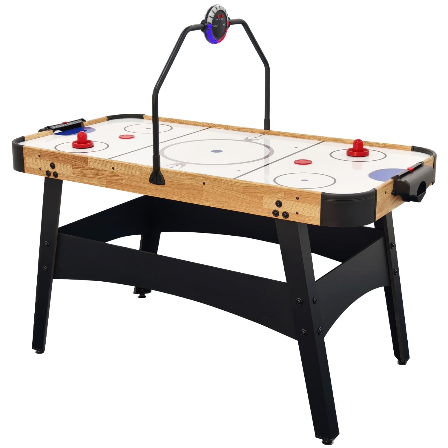 OYE 54 Inch Air Hockey Table with Electronic Scorer, Digital Light-up Scoreboard LED Hockey Table Set with Powerful Motor, AC Outlet. Includes 2 Pucks, 2 Pushers