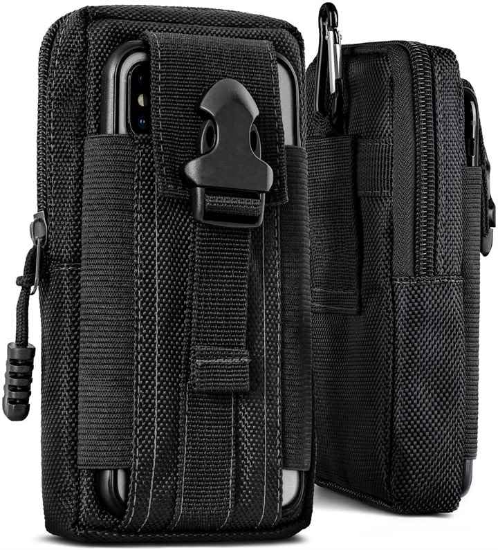 Étui de survie Realme 12 Pro housse ceinture tactique nylon noir pochette téléphone mousqueton