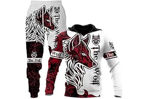 Prigridche Wolf & Lion 3D Printed Hoodie Pants Suit Male Autumn Winter...