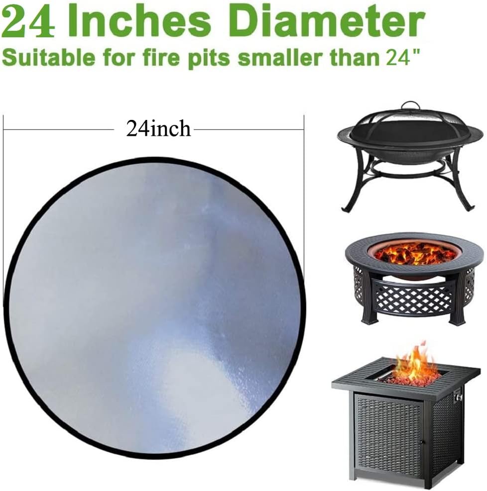 Fire Pit Mat Deck Protector, 24 Inch Round Fire Grill Mat, Patio