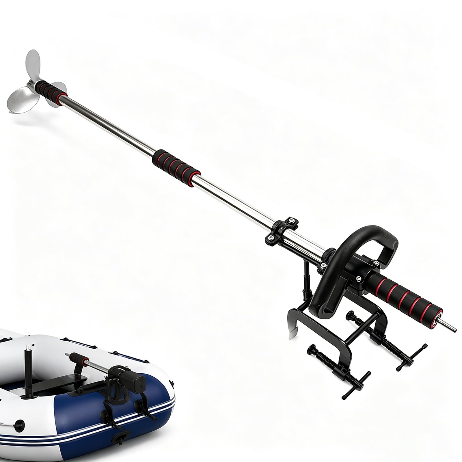 Gykozy Portable Drill Propeller For Boat, Electric Drive Trolling Motor Mount Systemss, Handheld Inflatable Boat Paddle Assembly Kit, Manual Canoe Thruster (1M)